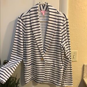 Lilly Pulitzer Navy and Cream Striped Blazer